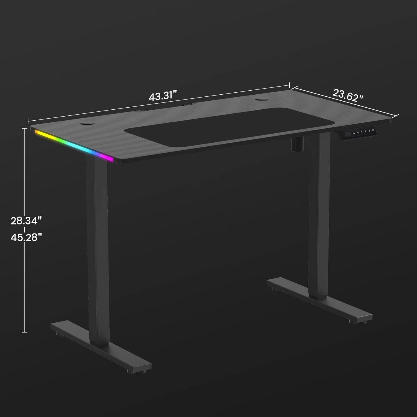 Adjustable Height RGB Electric Sit or Stand Computer Desk with LED Lights, Black