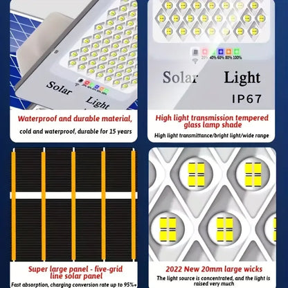 200W Solar Street Lamp Outdoor 6000Mah Solar Light Waterproof Safety Lighting Garden Lighting Garden Decoration