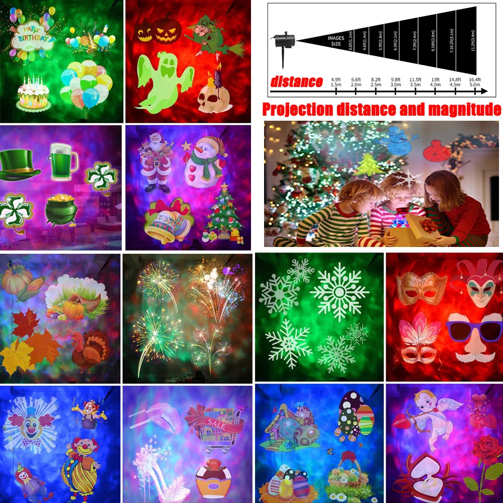 Waterproof Laser Projection Lamp Party Light 12 Change Card Stage Lighting Holiday Outdoor Projector Christmas Stage Lighting