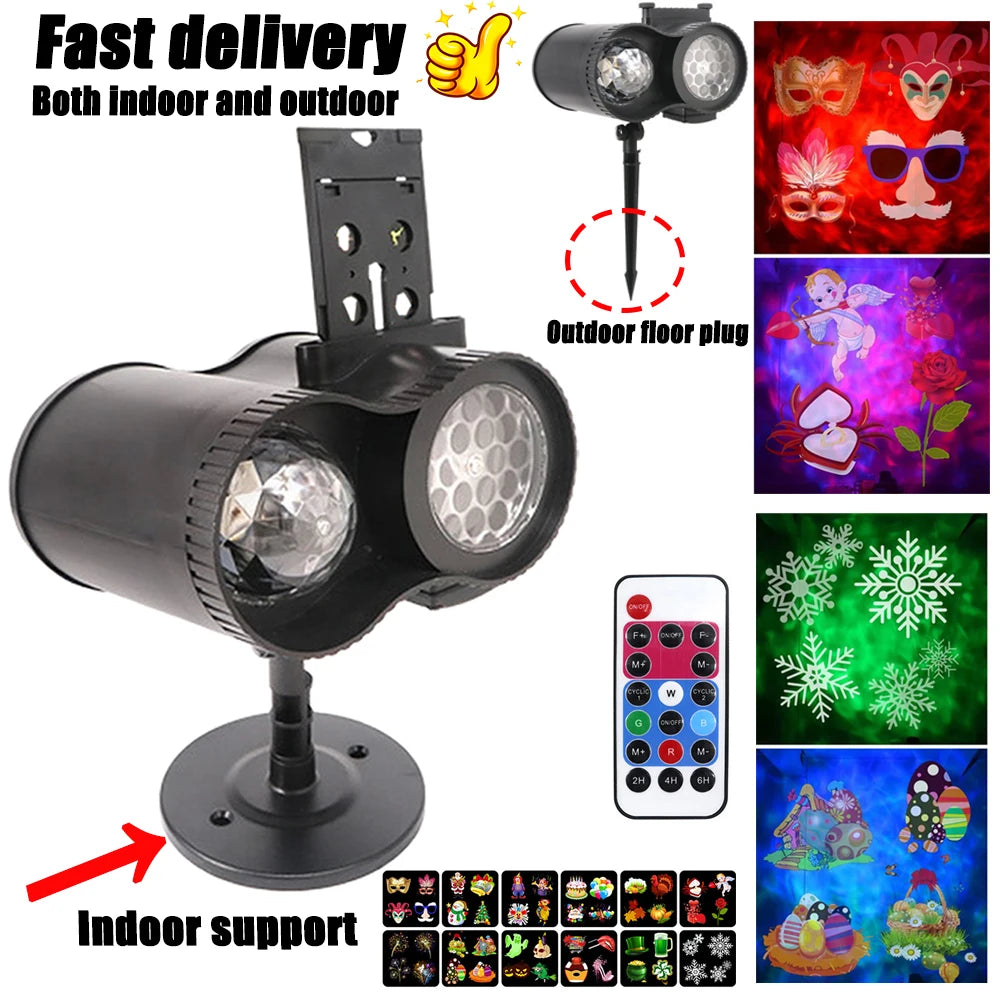 Waterproof Laser Projection Lamp Party Light 12 Change Card Stage Lighting Holiday Outdoor Projector Christmas Stage Lighting