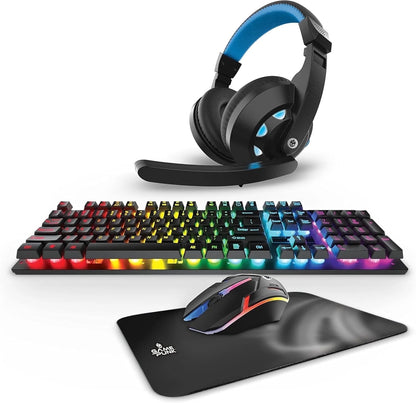 GAMEPUNK 4-Piece Pro Gaming PC Accessories Bundle with Mouse, Mousepad, Keyboard, and Headset