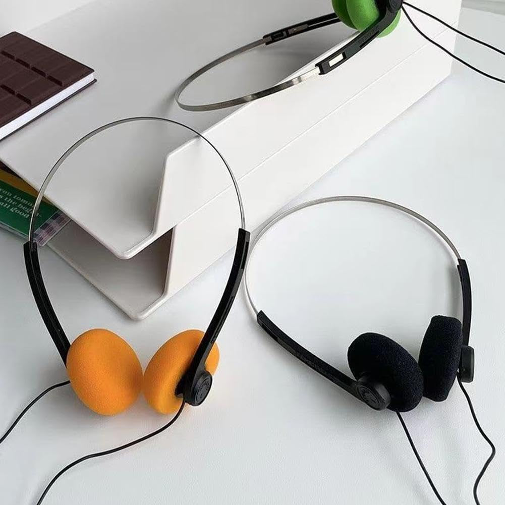 Orange Retro Over-Ear Headphone Vintage Underwire Headphone for Walkman