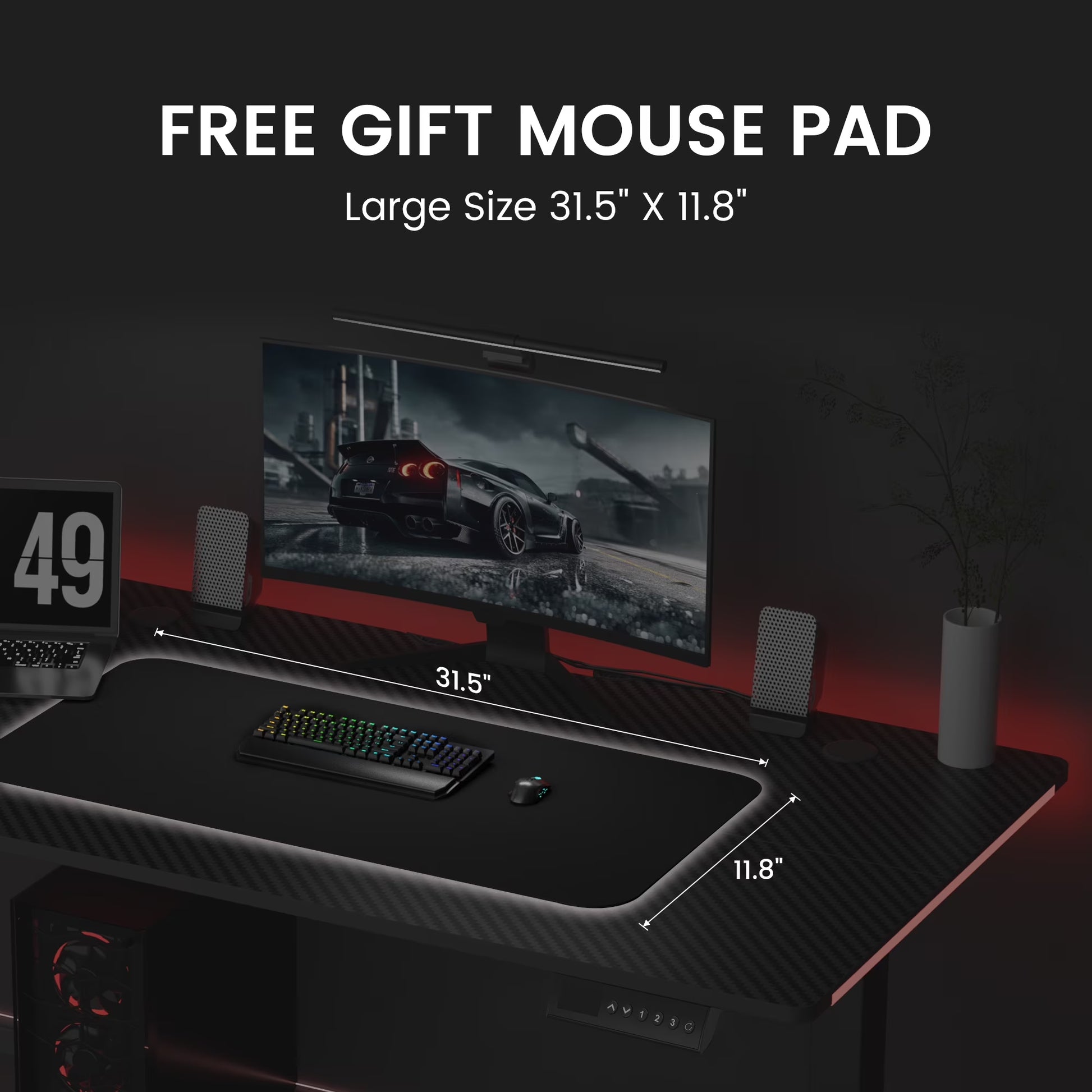 Adjustable Height RGB Electric Sit or Stand Computer Desk with LED Lights, Black