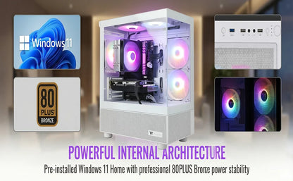 Gaming PC Desktop Computer, Intel Core I7 up to 4.0Ghz, GTX 1660 Super 6GB, 16GB RAM, 512GB M.2 SSD, BX3 550W 80PLUS Bronze PSU, Wifi 5, RGB Fan X5, Windows 11 Home, White PC