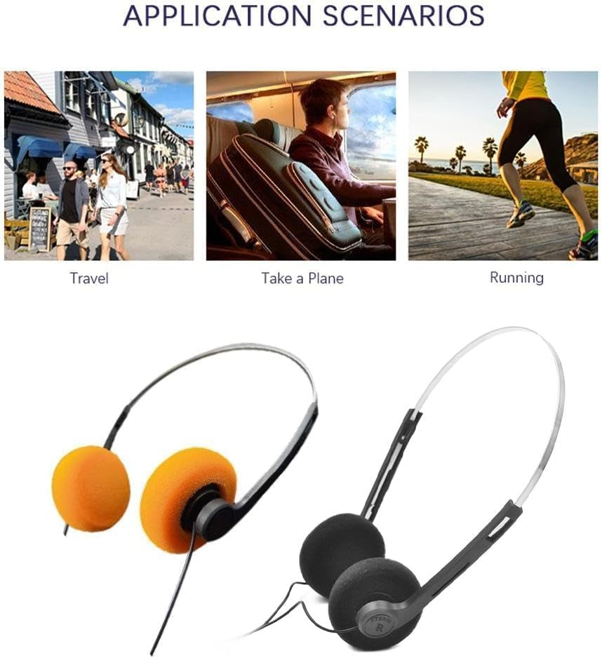 Orange Retro Over-Ear Headphone Vintage Underwire Headphone for Walkman