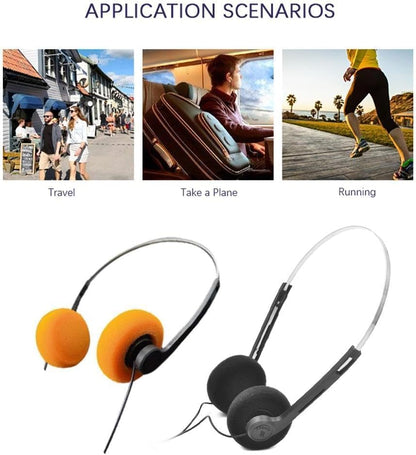 Orange Retro Over-Ear Headphone Vintage Underwire Headphone for Walkman