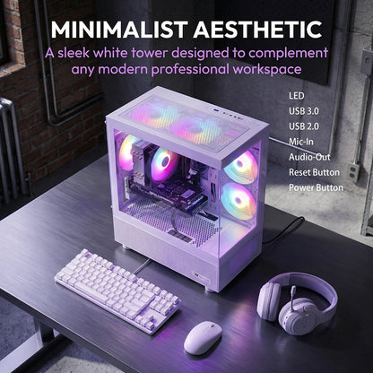 Gaming PC Desktop Computer, Intel Core I7 up to 4.0Ghz, GTX 1660 Super 6GB, 16GB RAM, 512GB M.2 SSD, BX3 550W 80PLUS Bronze PSU, Wifi 5, RGB Fan X5, Windows 11 Home, White PC